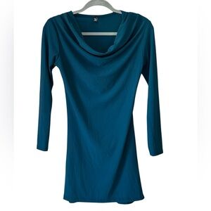 Made in Italy Women's Teal Cowl Neck Mini Dress Size Small